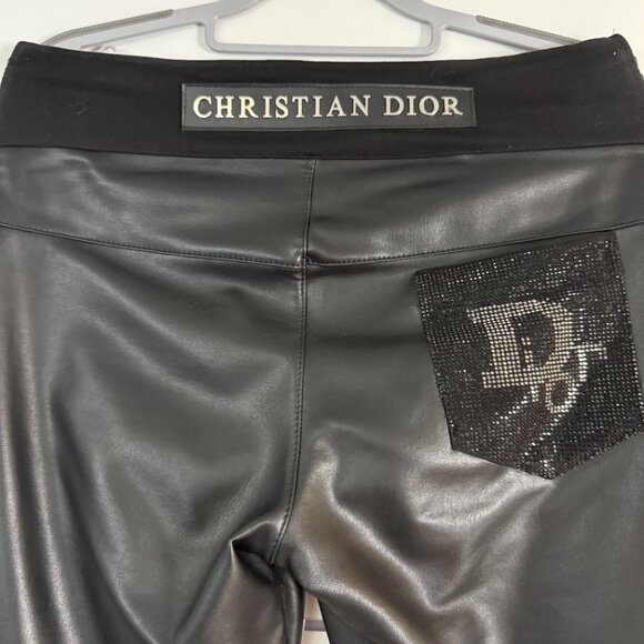 Black Lambskin Leather Leggings, Size M - Picture 4 of 5